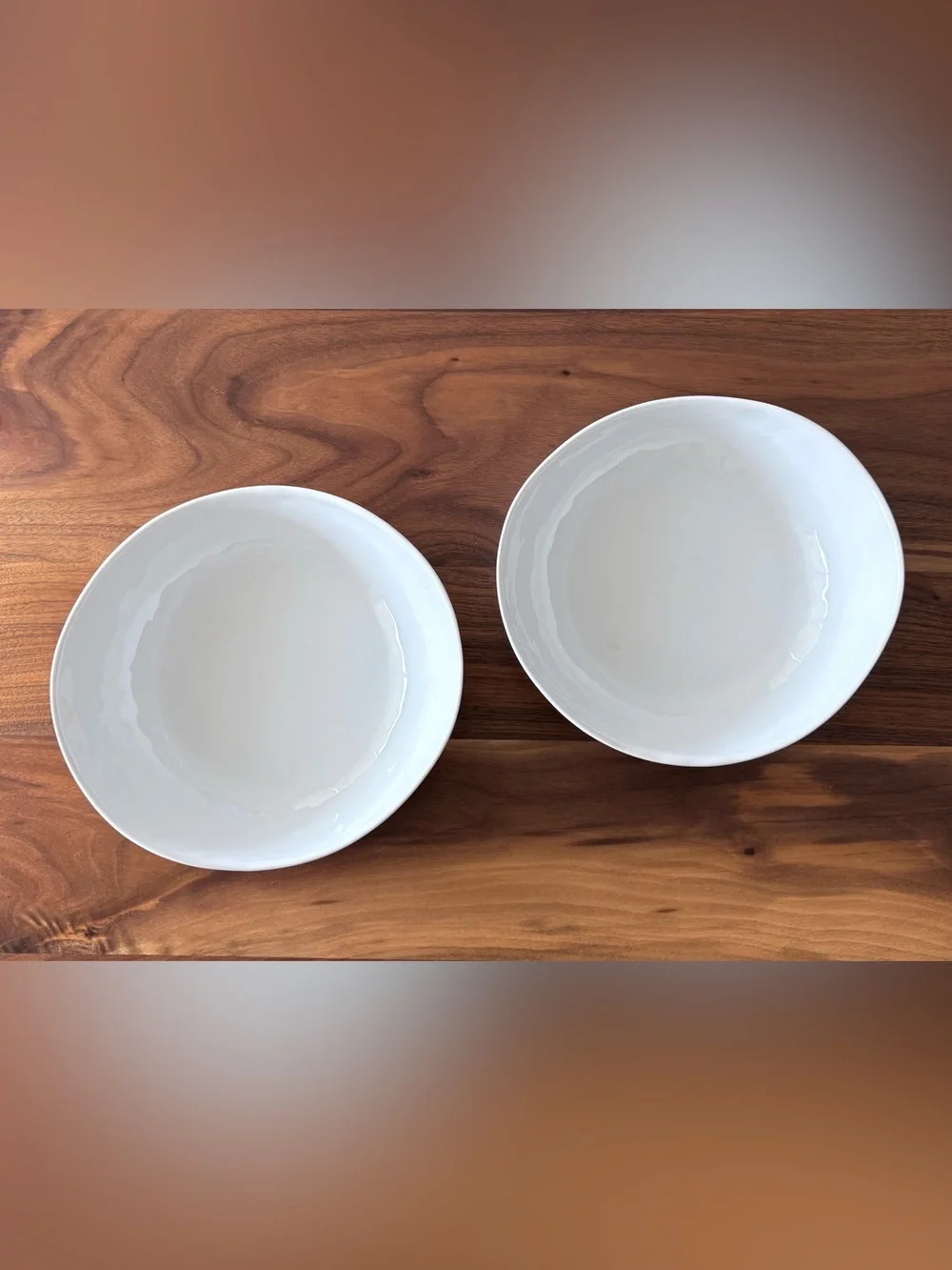 2 x Crate & Barrel Mercer White Porcelain Serving Bowls Set of 2 Modern Ceramic